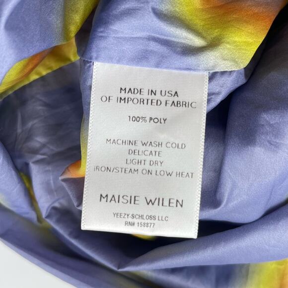 Maisie Wilen | Lady Miss Purple Yellow Ruched Low Back Polka Dot Midi Dress M - Picture 13 of 14